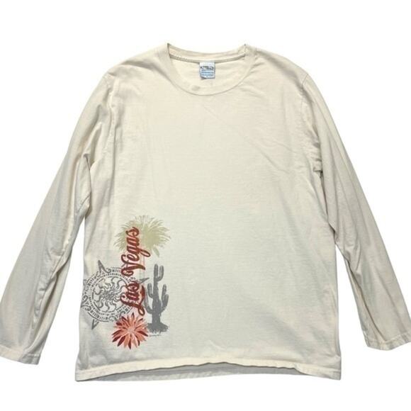 Las Vegas T-shirt long sleeve cream off white graphic tee size large - Picture 1 of 7